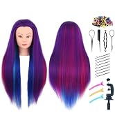 Mannequin Head with Hair piaou 29'' Doll Head for Hair Styling Cosmetology Mannequin Head for Bra...