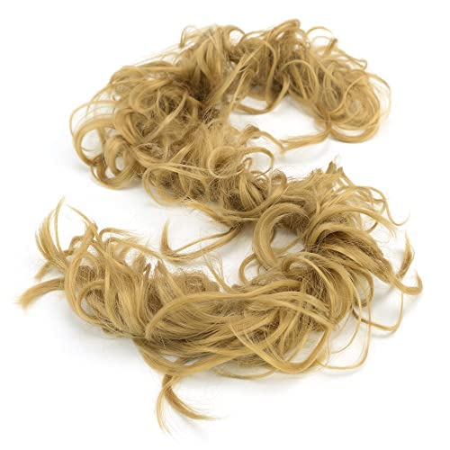 IMISSU Large Size Hairpiece Curly Messy Hair Bun Wrap Scrunchies Elastic Hair Band Donut Updo Chignon Hair Extension Piece for Women Girl (Ash Blonde)