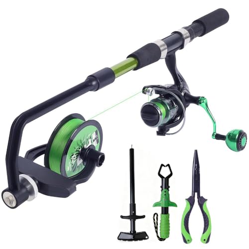 Bobina de línea de pesca portátil para lances perfectos con bobinadora de línea ajustable