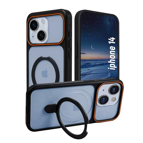 Image of AIBEX Protective OStand Case Compatible for Apple iPhone 13 / Apple iPhone 14 MagSafe Compatible | Slim Shockproof Back Cover with Camera Lens Protection, Strong Magnetic Support & Anti-Slip Grip