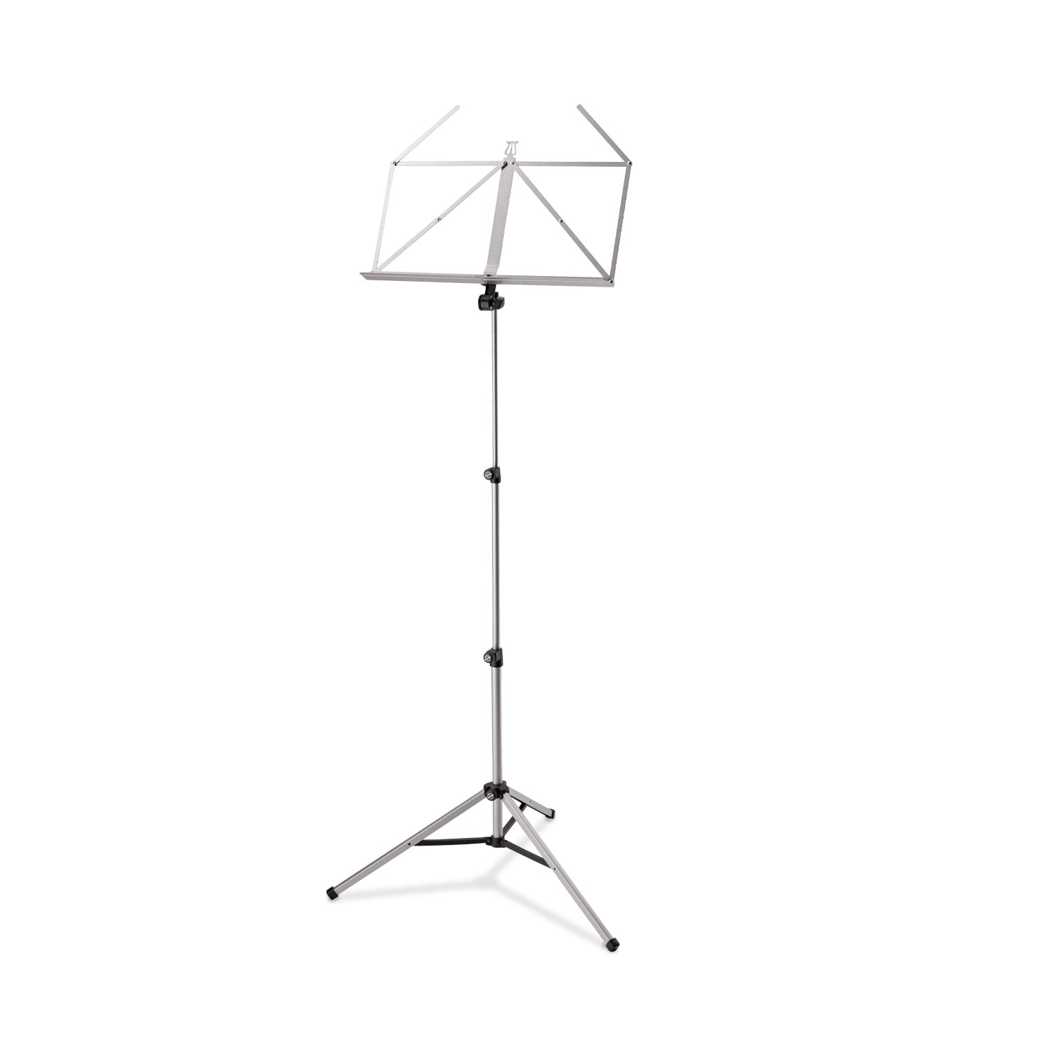 K&M 10065 Notenpult Nickel– Faltbarer Notenständer für Trompetenkoffer – Ausziehbares Stativ von 58,5 – 122 cm Höhe