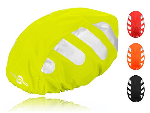 Wasserdichter Regenschutz für den Fahrradhelm (gelbes Cover) Unisex Regenüberzug für den Helm mit Gummizug und Reflektor-Elementen - wasserfester Überzug für alle Helme (Herren, Damen, Kinder) Cover