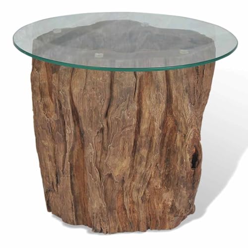 Nqyjm Kaffeetisch Couchtisch Teak Glas 50x40 cm, Funktionscouchtisch Wohnzimmertisch, Beistelltisch Couch Tisch, Sofatisch für Wohnzimmer, Büro – Bild 4