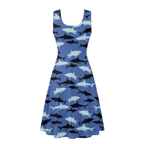 Image of Women Stylish Tank Dresses Sleeveless Round Neck Midi Casual Dress with Pocket for Summer