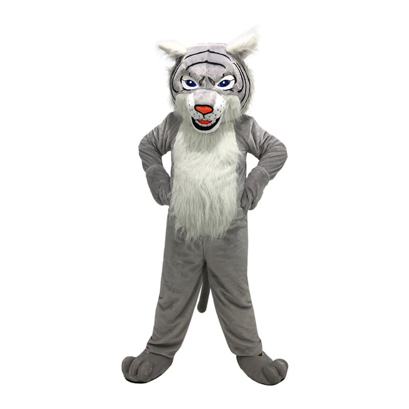 White Wildcat Mascot Costume Cartoon Adult Cosplay