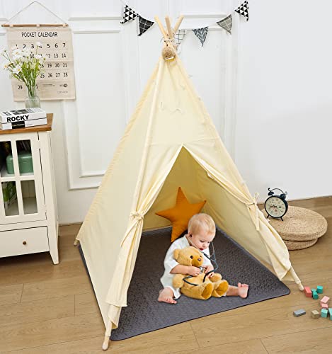 Washable Infant Play Mat, Baby Play Mat Crawling Mats, 43X43” Portable Anti Slip Toddler Playpen Mat, Foldable Kids Tent Padded Floor Mat #TOP5