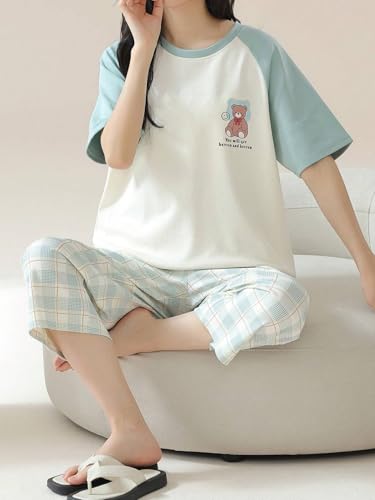 Image of Lymio Womens Korean Night Dress | Full Pyjama Set | Korean Nightsuit | Women Nightwear |Round Neck Full Sleeve Nightsuit | Loungewear | Everyday Nightdress (W-ND-2)