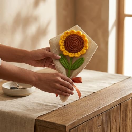 Image of TIED RIBBONS Rakhi Gift for Sister - Raksha Bandhan Return Gift for Girls Combo Gift Set - Artificial Crochet Flower Bouquet and Printed Coffee Mug (325ml) and Greeting Card - Rakhi Gifts for Sister