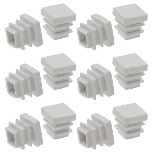 Suiwotin 12Pack 13mm (1/2 Inch) Square White Plastic Plug, Square Tubing End Caps, Tubing Post End Cap for Square Tubing/White Plastic Square Plugs (White )