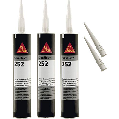 Sikaflex-252 haftstarker Konstruktionsklebstoff 300ml Weiss 3 Set mit 5 Düsensptizen