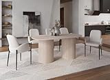 Marbre composite DecoInParis Table à Manger Ovale en marbre Composite Beige 6 Personnes Dhara