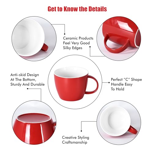Juego de 2 tazas grandes de cerámica roja 30 oz miniatura 7