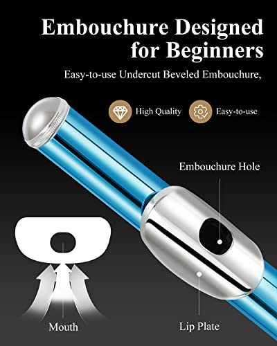 Image of Eastar 16-Key Closed Hole C Flute Kids Beginner, Sky Blue Full Kit, EFL-1SB