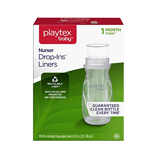 Playtex 10078300029172 Baby Nurser Drop-Ins Baby Bottle Disposable Liners, Closer to Breastfeeding, 8 Ounce 150 Count