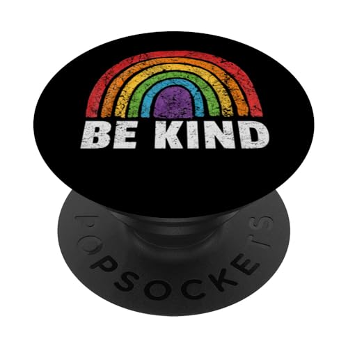 Be Kind Retro Proud Ally Rainbow Flag Gay Queer Pride LGBT PopSockets PopGrip Adhesivo