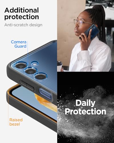 Image of Spigen Essential Sand Crystal | Samsung Galaxy M15 5G /F15 5G Case [Transparent] [Black Bumper] Galaxy M15 5G /F15 5G Back Cover | TPU+PC - Matte Black