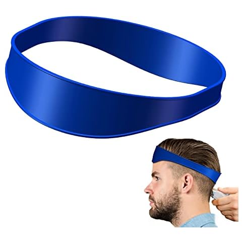 Neck Hair Line Template Neckline Shaving Template and Hair Trimming Guide, Curved Silicone Haircut Band for DIY Home Haircuts, Fade and Taper Guide for Clippers, (Blue) Cover