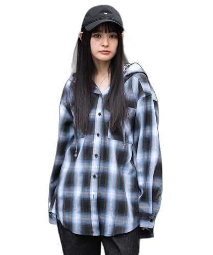 [ウィゴー] フード チェック シャツ レディース F サックス