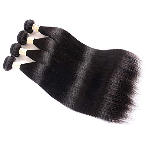 Brazilian Virgin Straight Hair 4 Bundles 100% Unprocessed Human Hair Bundles Straight Hair Extensions Double Strong Weft (22 22 24 24, Straight Hair) #TOP3