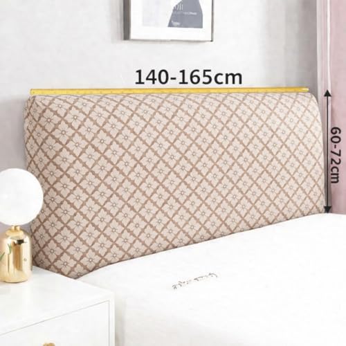 Image of HOMETHREADS 200 GSM Stretchable Jacquard Headboard Cover | Soft, Dust-Proof & Wrinkle-Resistant Bed Back Protector | Fits Leather, Wooden & Fabric Bedsides | for 5ft to 5.5ft Beds (Beige, 150x65Cm)