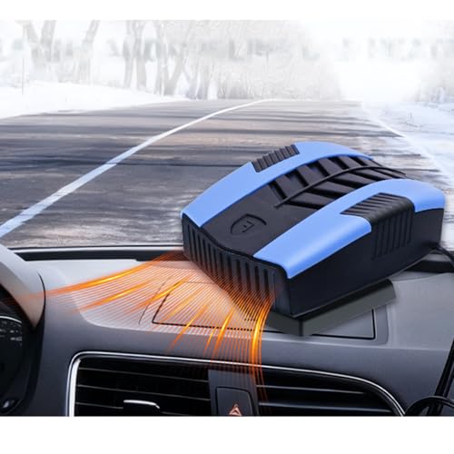 Penjune Car Heater, Portable 12V Car Heaters & Defroster, Plug In Car Heater for Windshield Defogger with 360° Rotary Car Heaters (Blue)