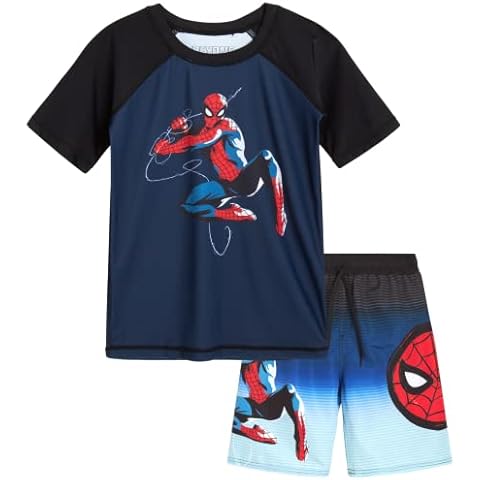 Marvel Boys' Spider-Man Rash Guard Set Cover