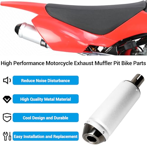 Image of EOPOAYI 1.1 Inch Motorcycle Slip on Muffler for 125cc 110cc 4 Stroke Pit Dirt Bike CRF50 SSR Tao tao DB10 Coolster Baja, Universal 28mm Exhaust Silencer for ATV Mini Bike Quad 4 Wheeler Go Kart Parts