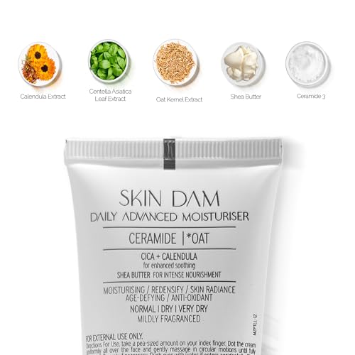 Image of Personal Touch Skin Dam Korean Moisturizer Cream for Dry Skin | Ceramide 3 Barrier Repair Cream with Oat, Centella & Shea Butter | 72H Hydration | 50g