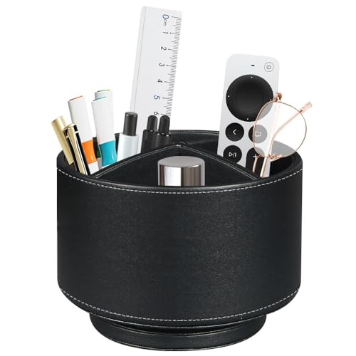 TV Remote Control Holder for Table, 360 Swivel Pen Holder for Desk Organizers and Accessories, Nightstand Organizer Caddy for Media Controllers/Office Supplies, Bedside Decorations for Living Room
