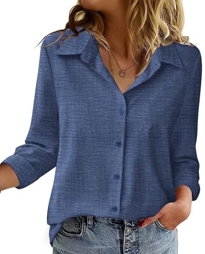Zeagoo Womens Shirts Spring Outfit Long Sleeve Tops Button Down