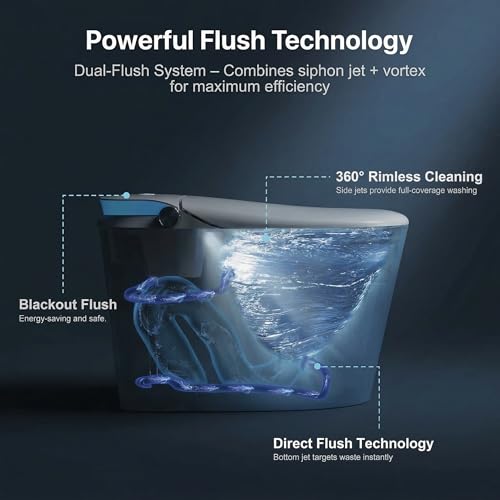 Inodoro Inteligente Ultimate Smart Bidet con Bidé Incorporado, Inodoro Moderno sin Tanque con Ahorro de Agua Ecológico, Asiento Calefactable, Control Remoto y Fácil Instalación para Actualización de Hogar de Lujo miniatura 7