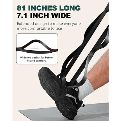 Trideer Non-Elastic Stretching Strap with Loops for Physical Therapy & Rehab, Knee Hip Leg ROM Post-Surgery, Yoga Strap for Stretching, Leg Lifter Strap Mobility Aid, Hamstring Calf Back