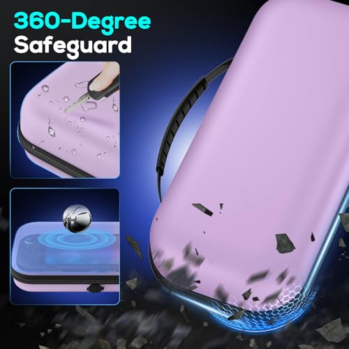 Image of Auarte [Charge inside Carrying Case for Nintendo Switch 2 2025 / Switch OLED / Switch with Adapter and for Joy Cons Storage, Travel Cases for Switch 2 Console with 22 Game Card Storage (Lighte Purple)