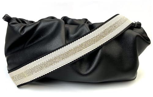 Image of Purse Strap Replacement for Crossbody Bags & Handbags | Premium Webbing with Gunmetal Black Hardware Clip-On Installation Adjustable Length Comfortable Wide Guitar Style Strap