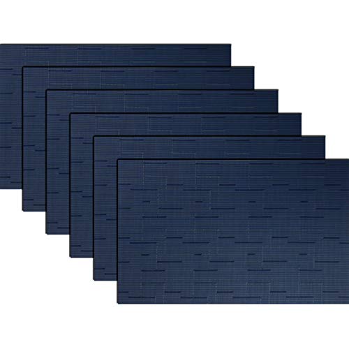 PIGCHCY Placemats,Washable Durable Durable Woven Vinyl Placemats for Dining Table,Heat Resistant Plastic Placemats Set of 6 (18 x 12 inches,Midnight Blue)