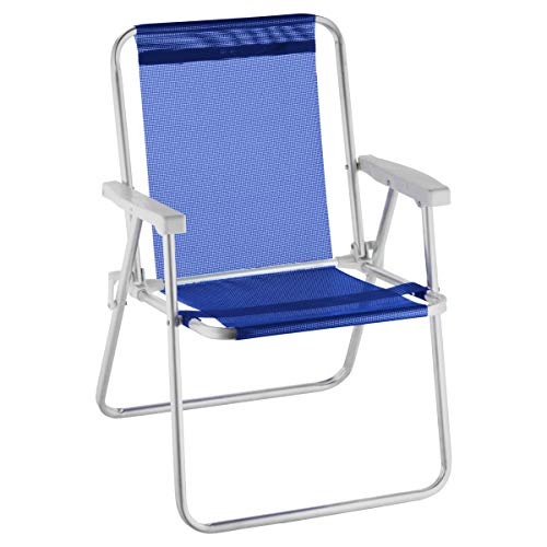 CADEIRA DE PRAIA ALTA ALUMÍNIO BEACH PREMIUM AZUL MARINHO