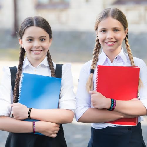 Sumind 100 Pcs Motivational Rubber Bracelet Bulk for Adult Silicone Inspirational Bracelet Quote Colored Stretch Wristband Christmas Bulk Gift Wristband for Student, 20 Style(Dark Colors)4