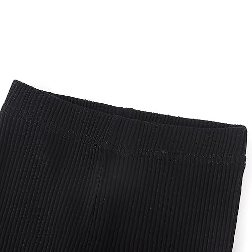 Noomelfish Girls Ribbed Flared Pants Cotton Ruffle Leggings Bell Bottoms (4-12 Years)2