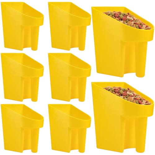 Cedilis 8 Pack Plastic Enclosed Feed Scoop 2 Quart Heavy Duty Bird Seed Scooper with Handle Large Scoop for Horse Chicken Goat Livestock Animal Feeding Stackable Durable