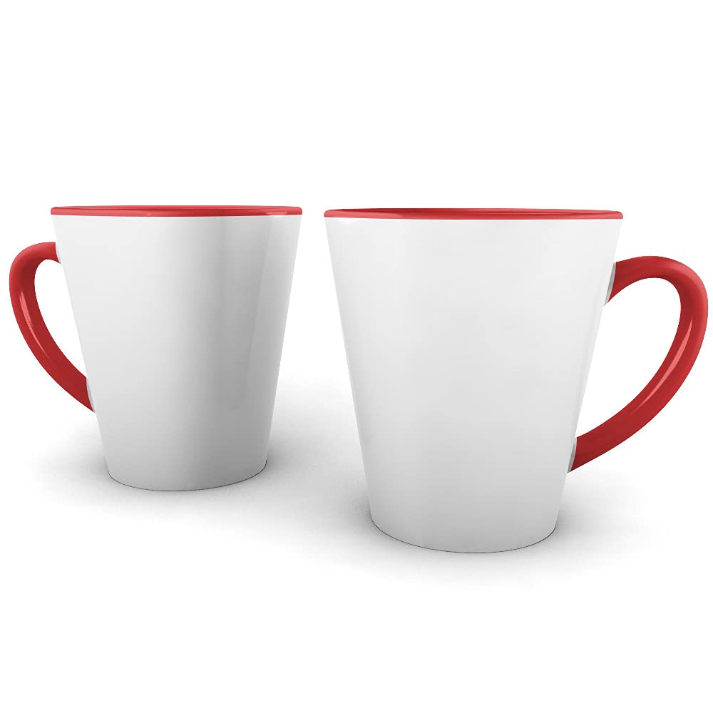 Bastel-Tassen ohne Druck zum Bemalen aus Hochwertiger Keramik Einzeln oder im Set/Mug/Cup/Becher/Pott Konische Tasse Innen & Henkel Rot 24er Set