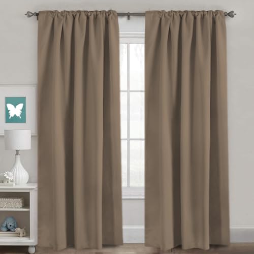 Image of H.VERSAILTEX Blackout Curtains Thermal Insulated Window Treatment Panels Room Darkening Blackout Drapes for Living Room Back Tab /Rod Pocket Bedroom Draperies (2 Panels, Macchiato, 52 x 84 Inch)