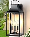 20" Extra Large Outdoor Wall Light, Black Exterior Lighting Fixtures with 3-Light, Waterproof Wall Mount Porch Lantern, Modern Outside Wall Sconce Garage Coach Light with Clear Glass, E12, 1 Pack