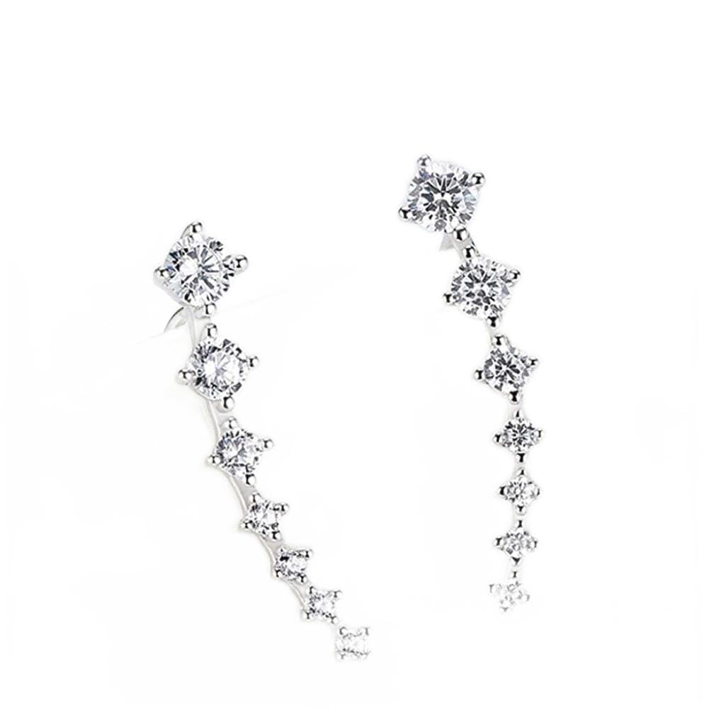 WZGWDC Damen-Ohrringe, Ohrstecker, Ohrmanschette, 7 Zirkonia, Crawler, S925-Schmuck/925, Damen