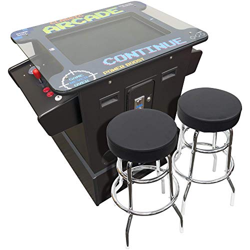 Creative Arcades Full Size Commercial Grade Cocktail Arcade Machine | 412 Games | 26´´ LCD Screen | 9´´ Riser | Square Glass Top | 2 Sanwa Joysticks | Trackball | 2 Stools Included | 3 Year Warranty