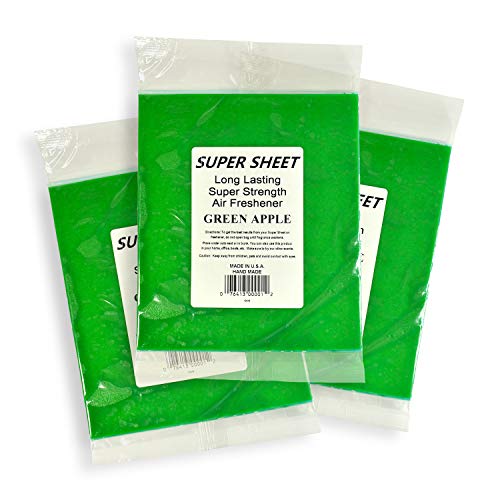 Image of Super Sheet Large (8 inchx7 inch) Under Seat Car Air Freshener, 3-PACK (Green Apple)