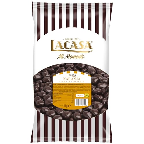iChuches- Lacasa Frutos Secos con Chocolate – Almendras, Avellanas, Anacardos, Nueces, Pistachos, Arándanos y Pasas – Bolsa 1kg – Deliciosos – Divinos (1 KG, Naranja con chocolate negro)