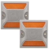 TOBBOMEY 2stücke Teiliges Straßenmarkierer Reflektierend Wetterfest für Einfahrt und Gehweg zur Verkehrssicherheit mit Gelber Doppel-Linien Markierung zur Besseren Sichtbarkeit bei Nacht