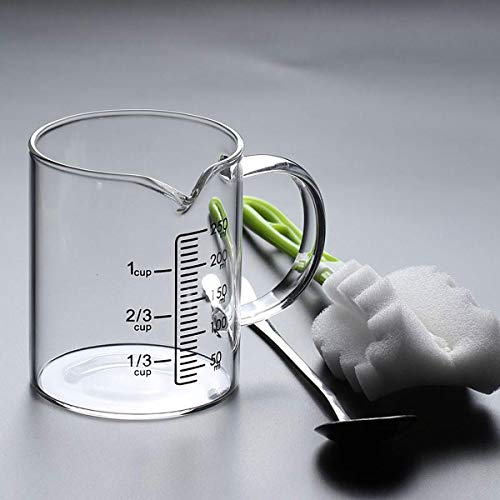 Daycount® Glass Microwave Breakfast Milk Cup, Graduated Measuring Cups Water Mugs With Handle 250Ml / 8 Oz #TOP1