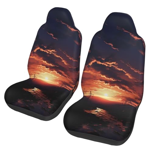 Housses de siège avant de voiture universelles Dusk Scenery lavables pour camion - Lot de 2