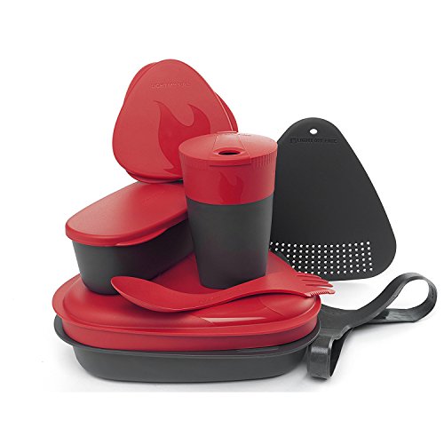 Light My Fire 8-Piece BPA-Free Meal Kit 2.0 with Plate, Bowl, Cup, Cutting Board, Spork and More, Red
